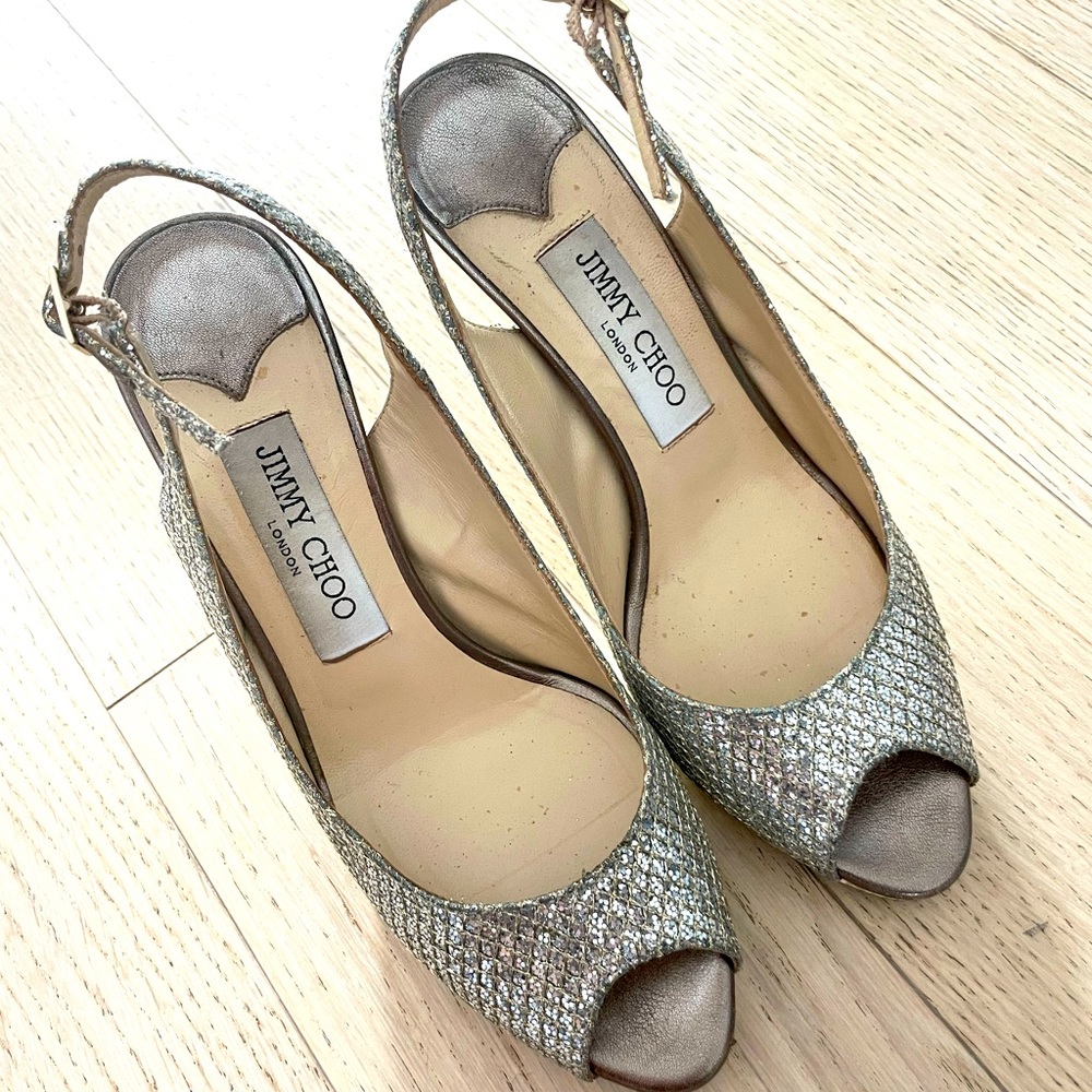 Jimmy Choo heels 6.5 silver